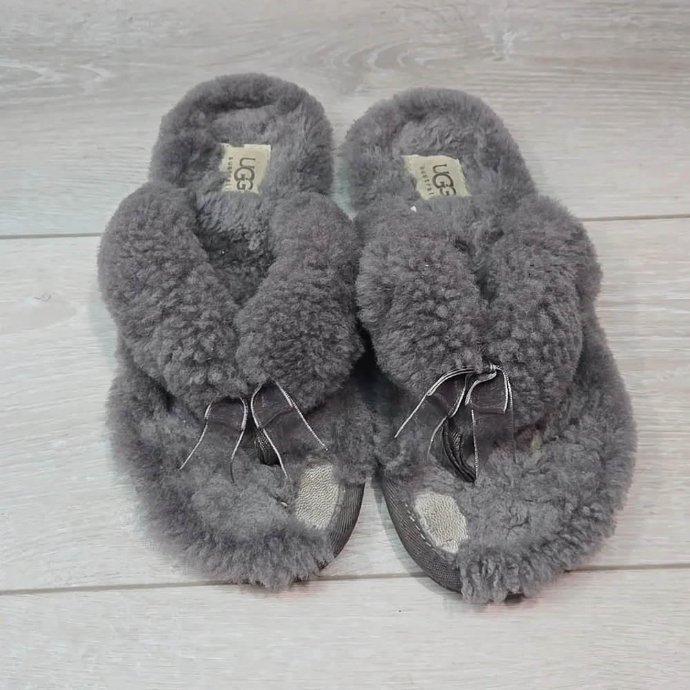 Ugg Australia Women Fluff Flip FlopThong Fur Sandals Slippers shoes slippers